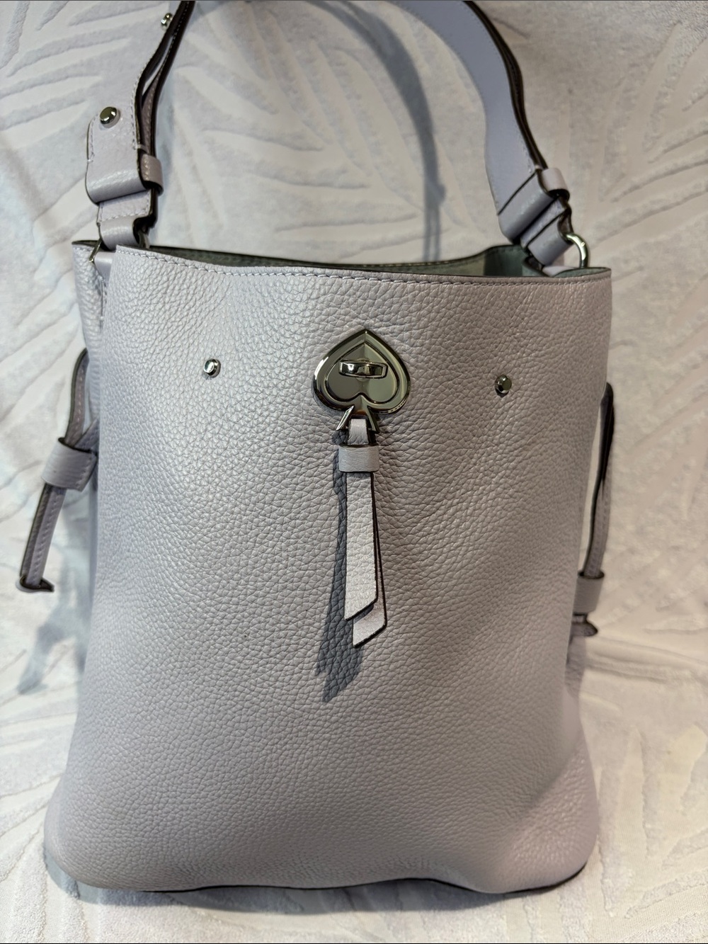 kate spade Pebbled Leather Bucket Shoulder Bag in Light Gray